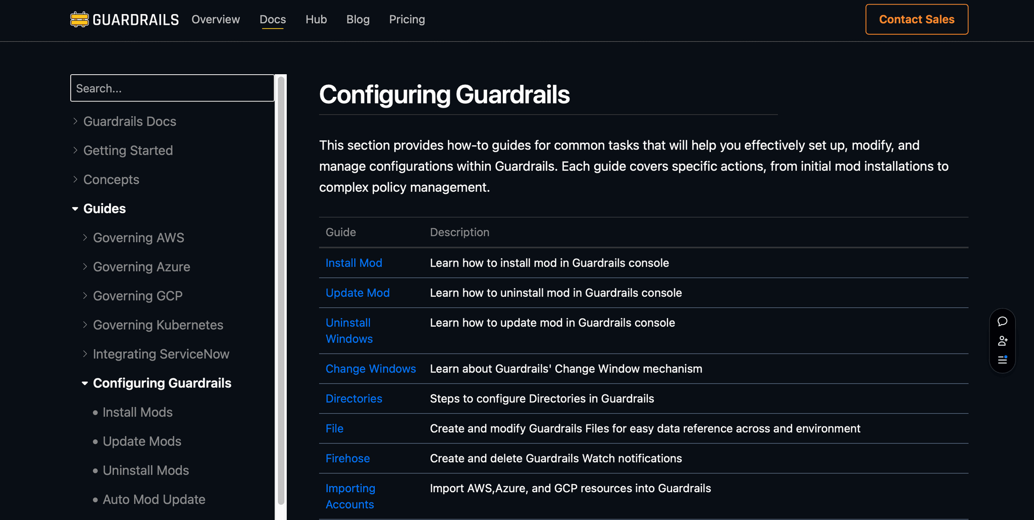 Guides listed in the Guardrails Docs