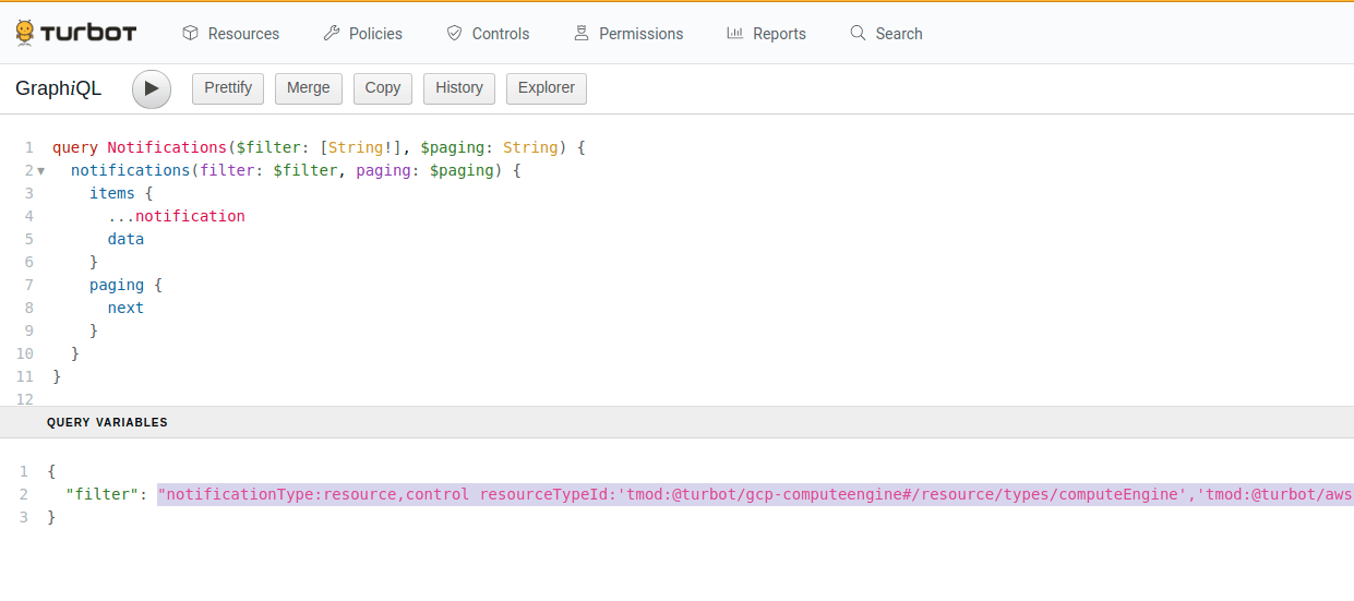 Get the filter from the variables section