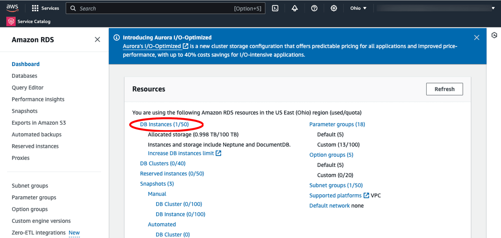 Find RDS Instance