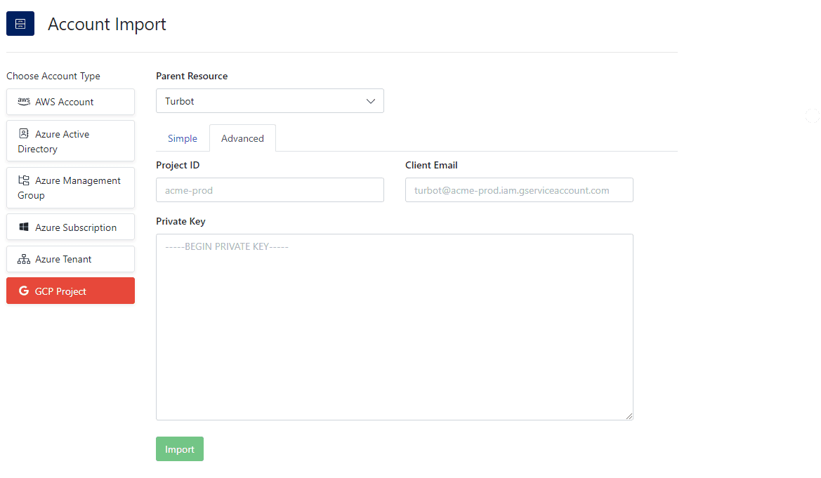 New GCP Project Advanced