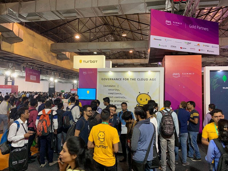 Turbot was proud to be a gold sponsor at the AWS Summit in Mumbai on May 15th at Bombay Exhibition Center with more than 6,000 attendees. During the event we had the opportunity to meet with many attendees deploying many interesting and innovative workloads using AWS. We showcased how Turbot Guardrails can automatically ensure real-time preventative and remediation governance controls to keep their AWS environments, secure, scalable, and cost-optimized.