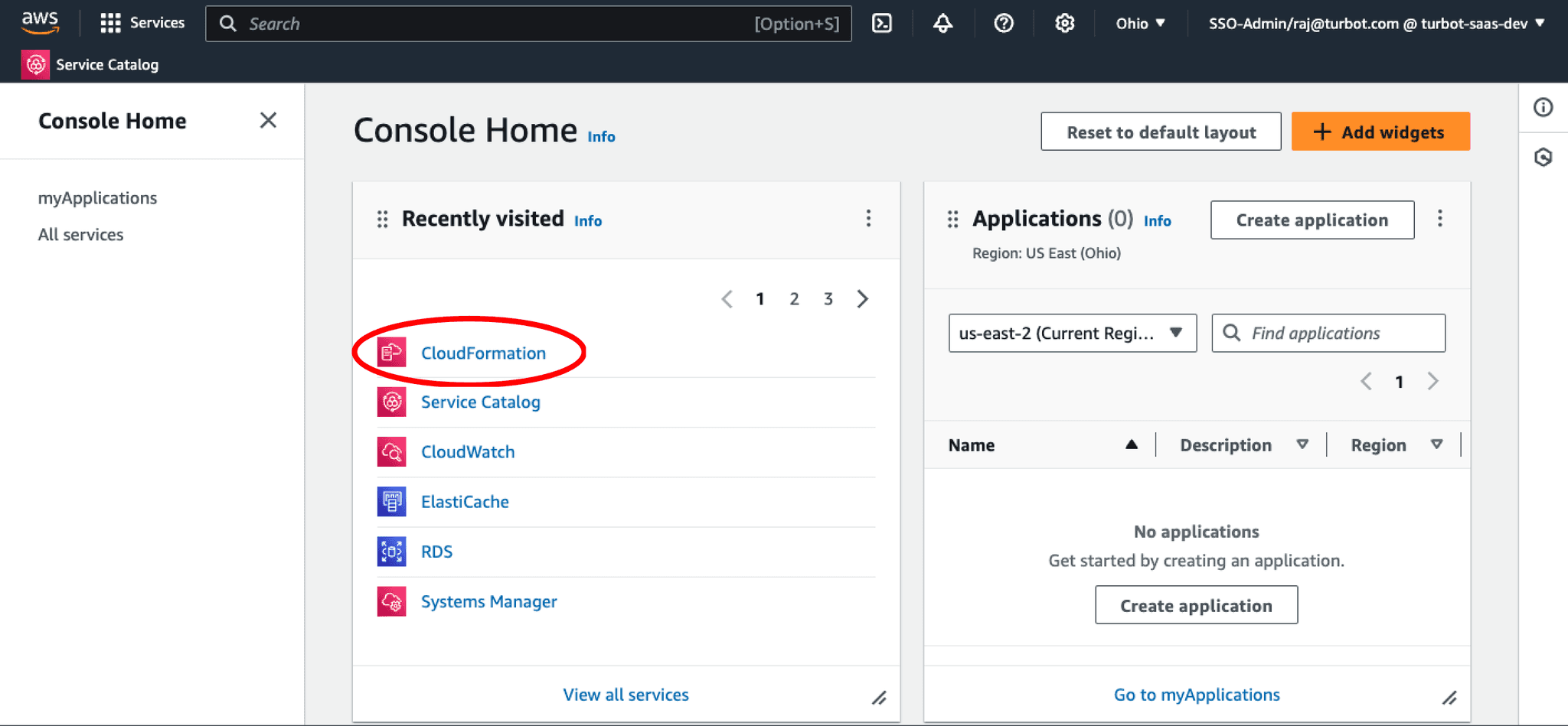 CloudFormation Console