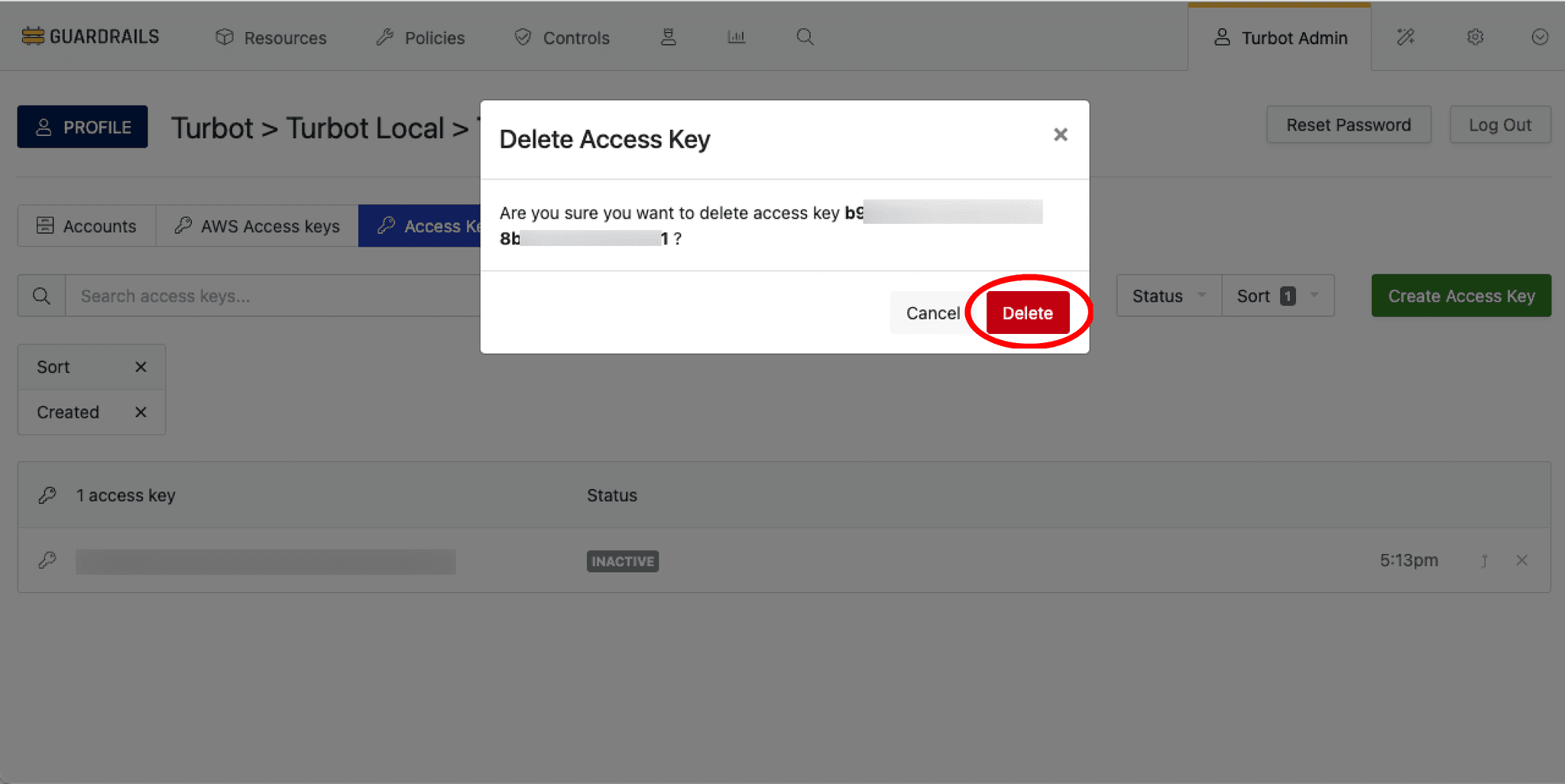 Delete Access Key Action