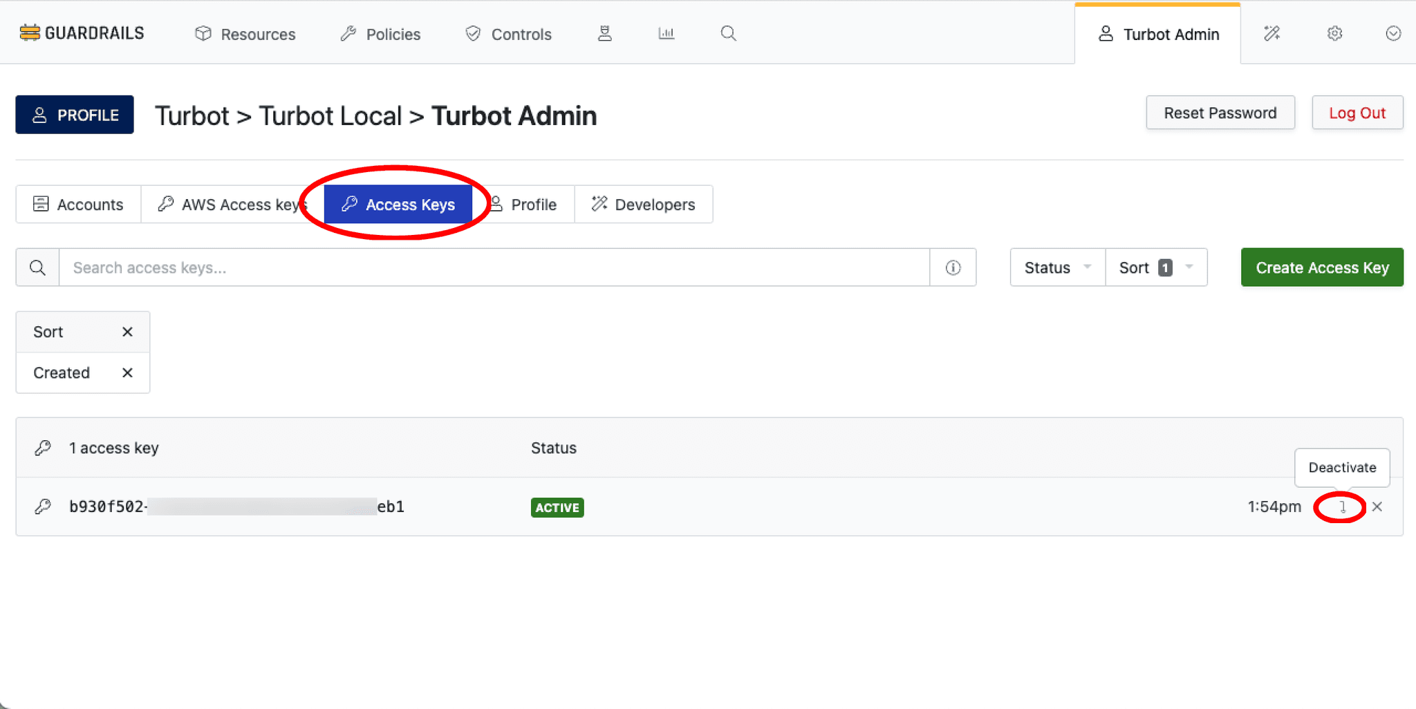 Deactivate Access Key