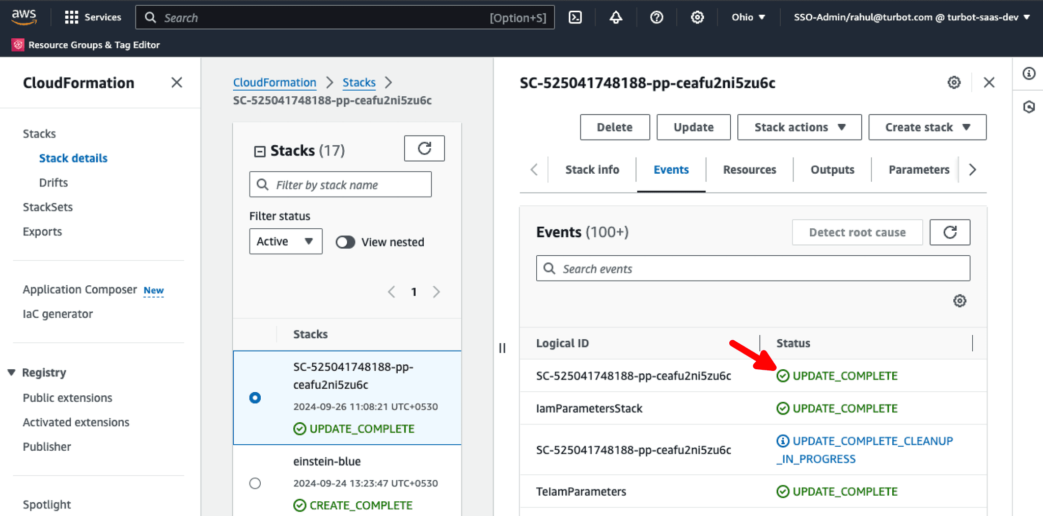 Validate TE Stack Status