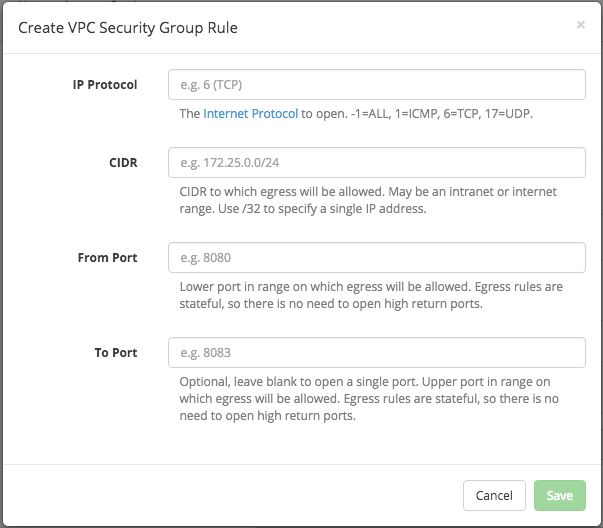 Cluster custom VPC egress rules