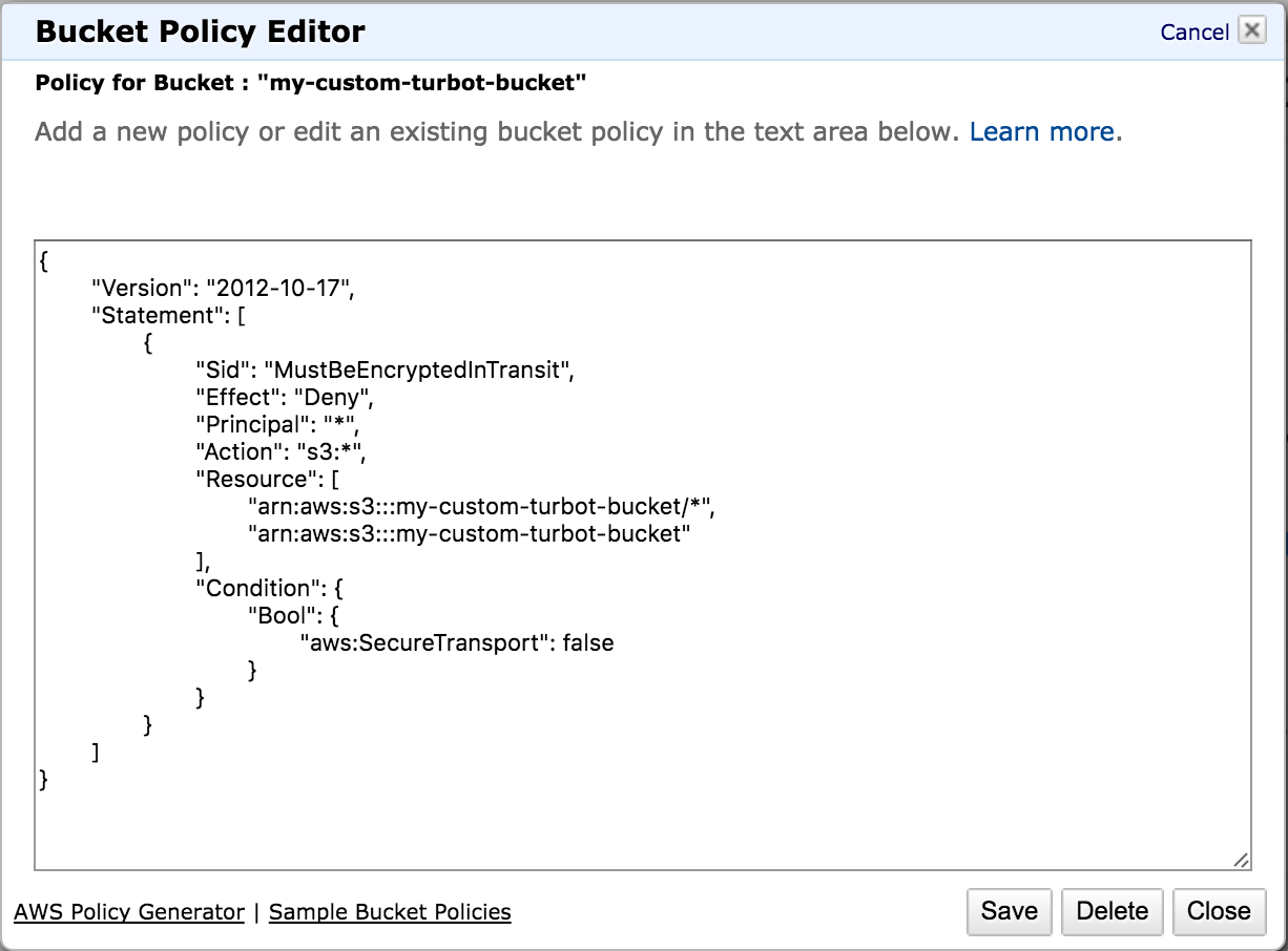 S3 bucket policies support for custom policies and guardrails