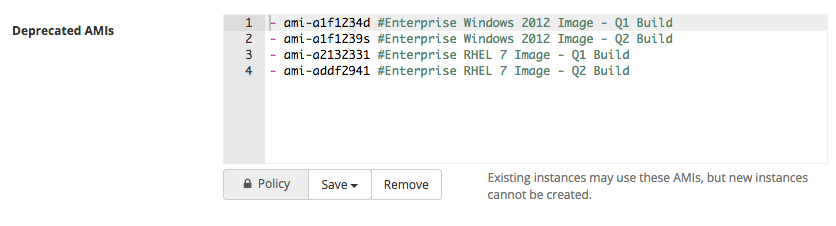 Deprecated AMIs Option