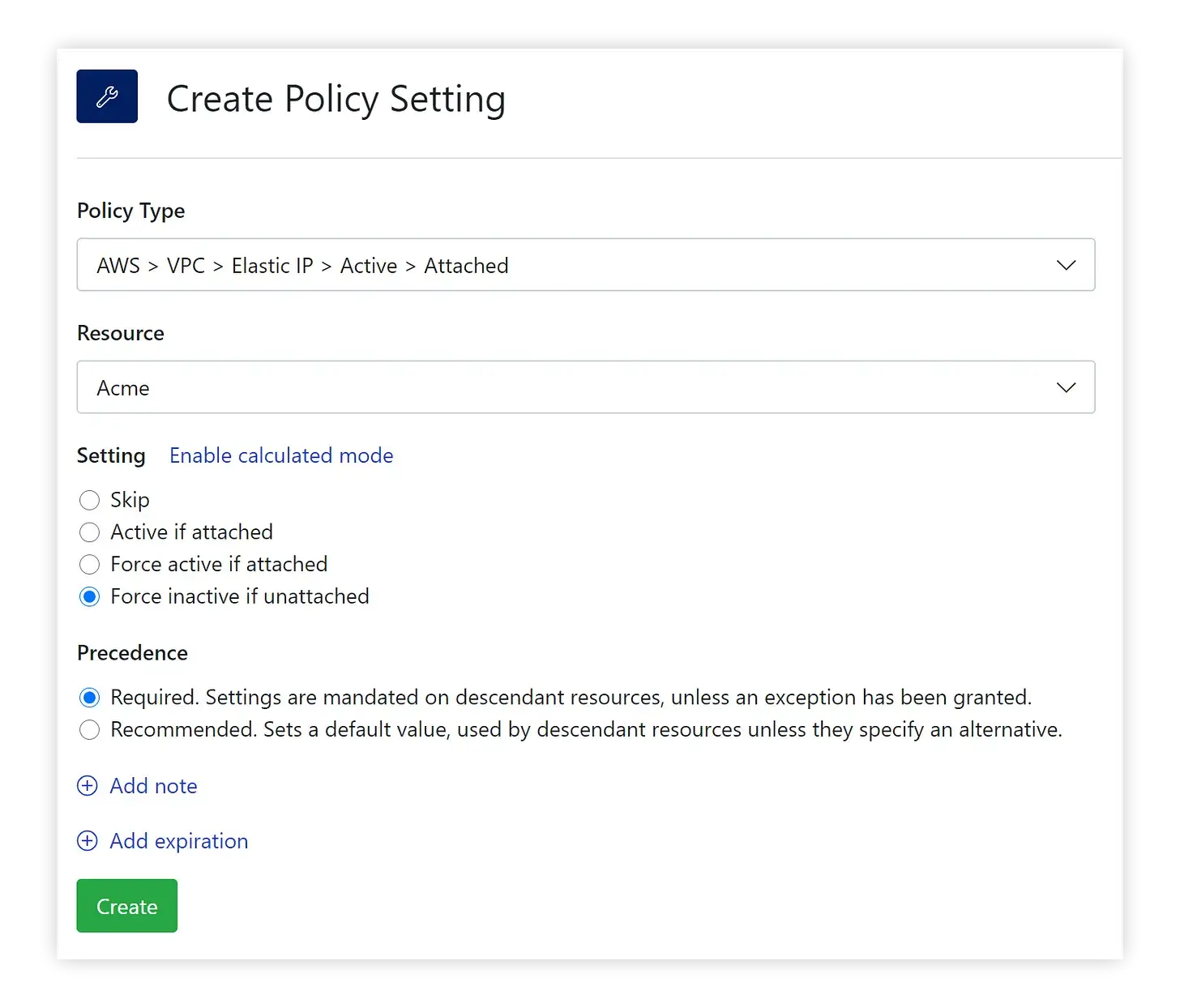 Create a new policy to force any EIP to an “inactive” state if it is unattached.