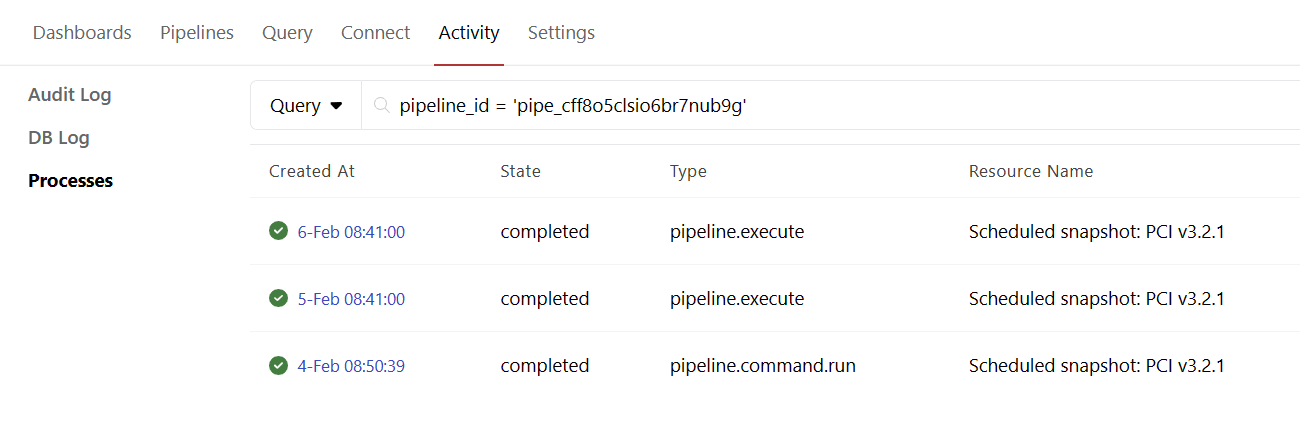 view pipeline runs