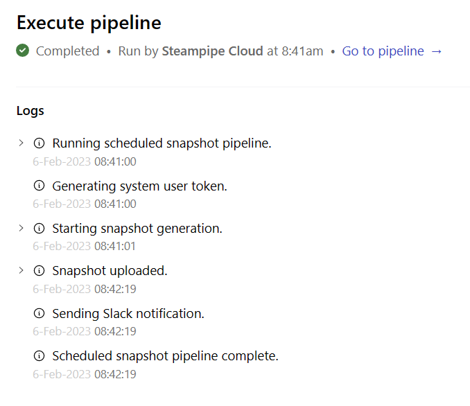 view pipeline log