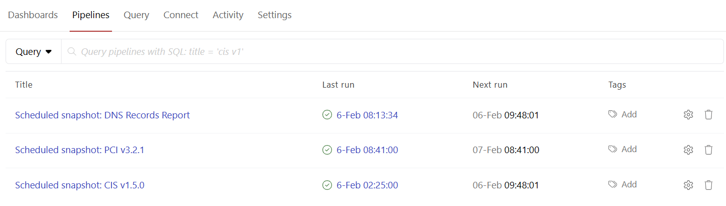 view pipelines