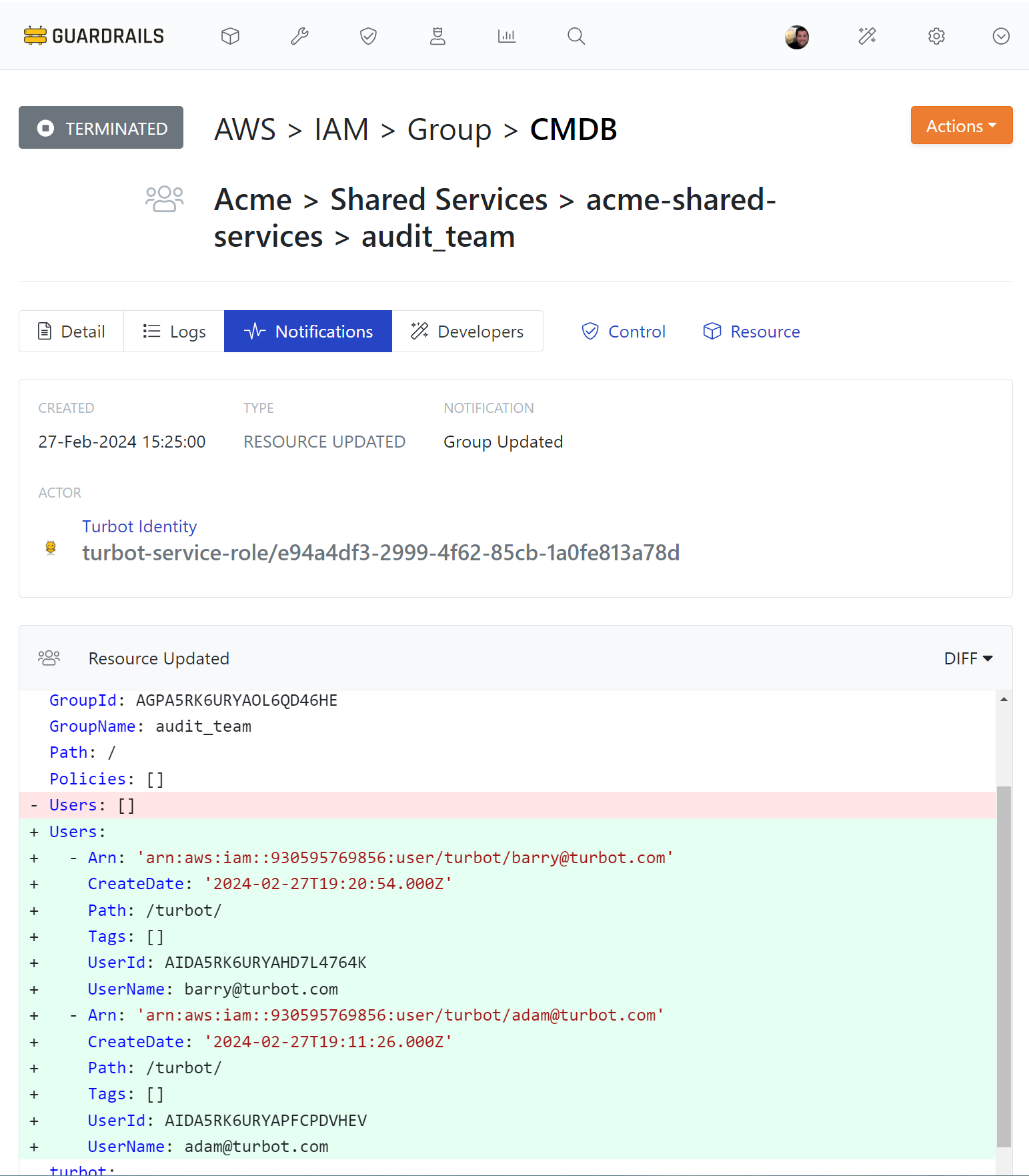 Audit AWS IAM configuration drift with Guardrails Reporting
